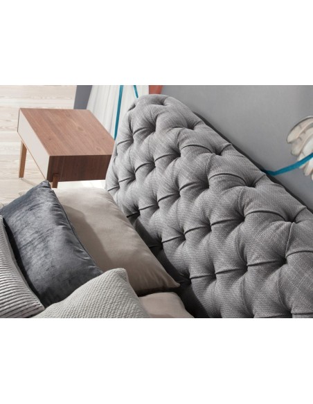 Cama capitoné tela color gris