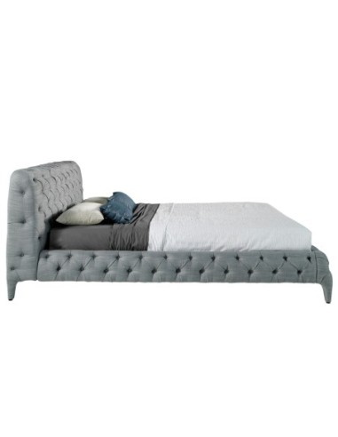 Cama capitoné tela color gris