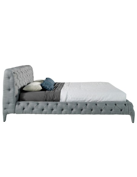 Cama capitoné tela color gris