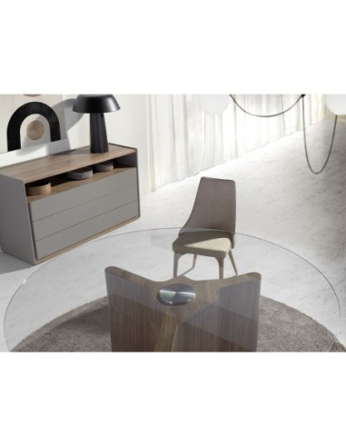 Cómoda madera gris y nogal