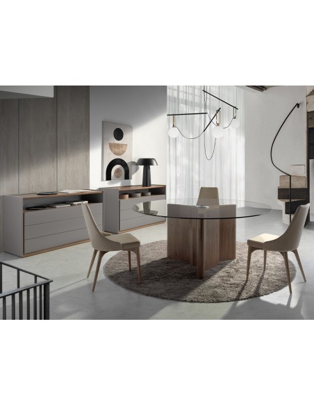 Cómoda madera gris y nogal