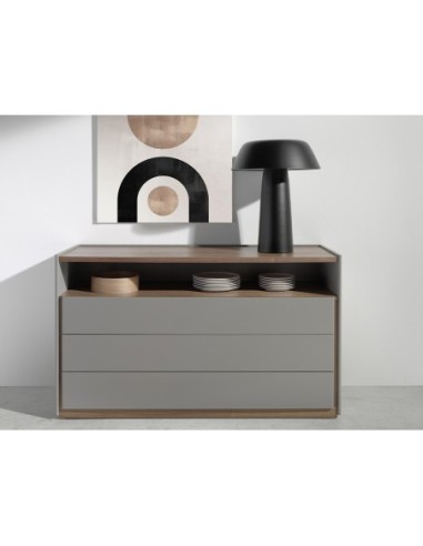 Cómoda madera gris y nogal