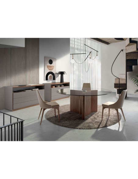 Cómoda madera gris y nogal