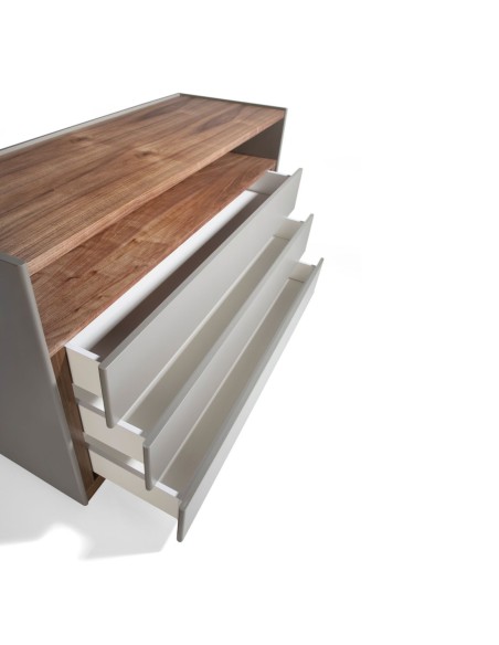 Cómoda madera gris y nogal