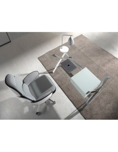 Escritorio madera blanca y acero cromado con...