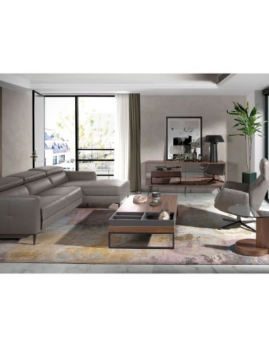 Mesa centro rectangular nogal y acero negro