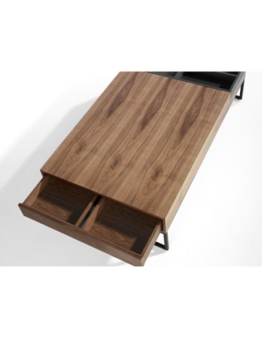 Mesa centro rectangular nogal y acero negro