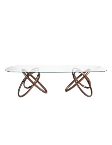 Mesa comedor ovalada medio punto cristal...