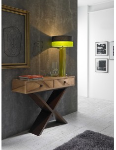 Consola recibidor moderna de madera, color nogal natural...