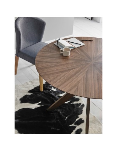 Mesa de comedor moderna redonda con pie central...