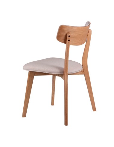 Silla moderna en roble o nogal tapizada en...