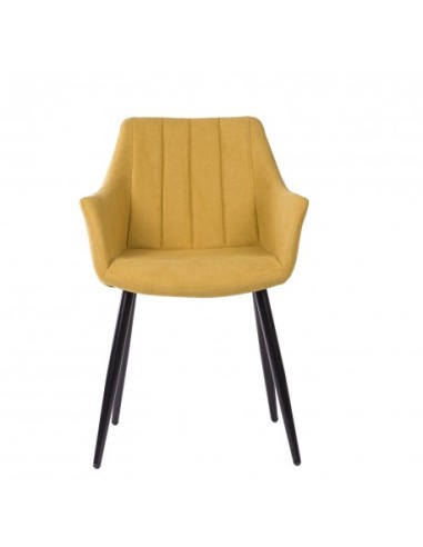 Sillón de comedor tapizado en color mostaza,...