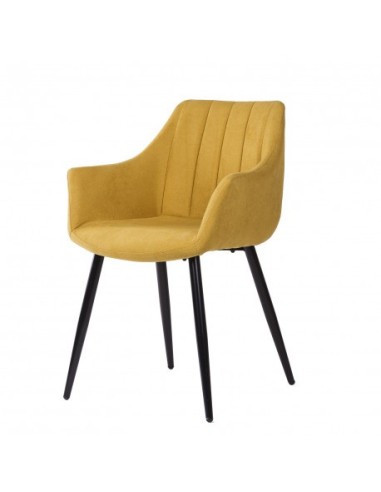 Sillón de comedor tapizado en color mostaza,...