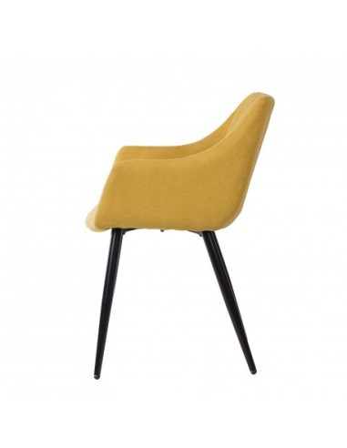 Sillón de comedor tapizado en color mostaza,...