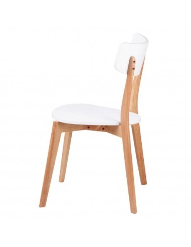 Silla de madera combinada en color blanco y...