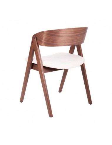 Silla moderna de madera de nogal tapizada en...