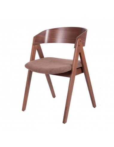 Silla moderna de madera de nogal tapizada en...