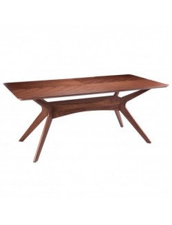 Mesa de comedor rectángular de madera en color nogal.