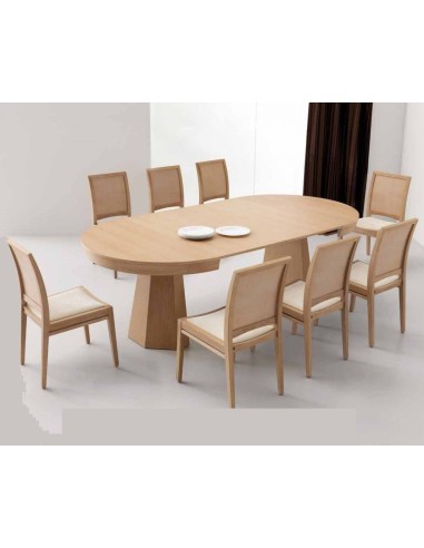 Mesa de comedor de madera redonda y con dos...