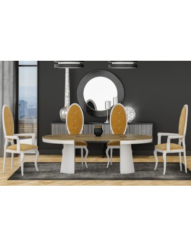 Mesa de comedor de madera redonda y con dos...