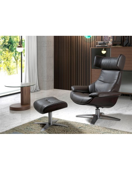 Aparador alto cristal negro efecto espejo, nogal y acero negro