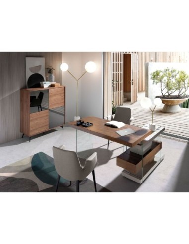 Aparador alto cristal negro efecto espejo,...