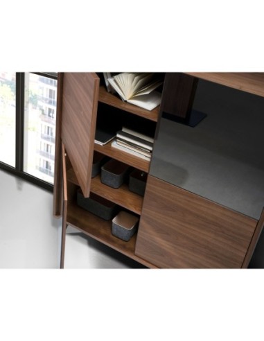 Aparador alto cristal negro efecto espejo,...