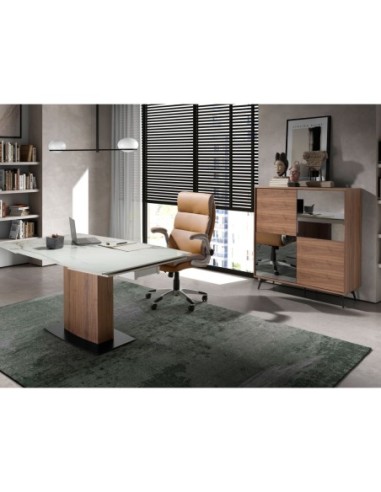 Aparador alto cristal negro efecto espejo,...