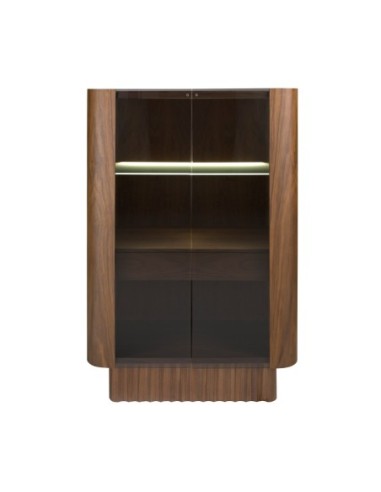 Aparador alto cristal templado, nogal con...