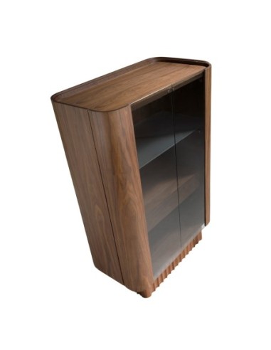 Aparador alto cristal templado, nogal con...