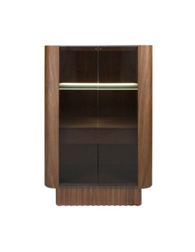 Aparador alto cristal templado, nogal con...