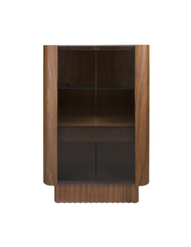 Aparador alto cristal templado, nogal con...