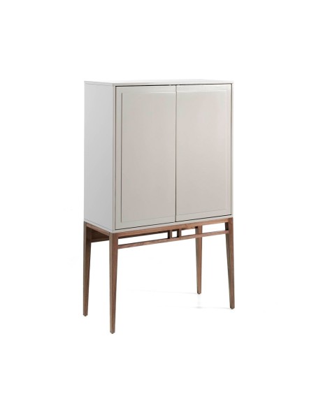 Aparador alto madera beige y nogal
