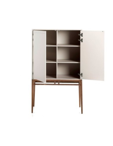 Aparador alto madera beige y nogal