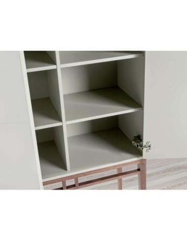 Aparador alto madera beige y nogal