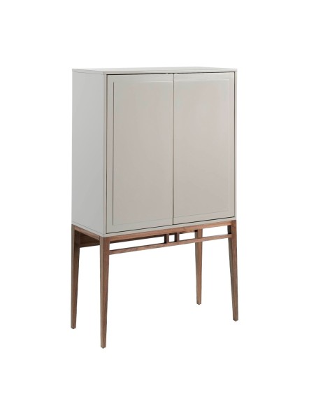 Aparador alto madera beige y nogal