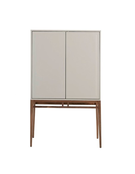 Aparador alto madera beige y nogal