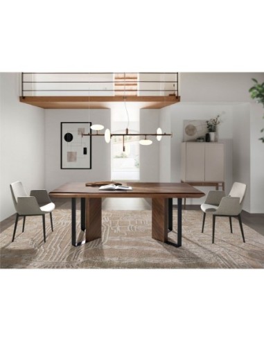 Aparador alto madera beige y nogal