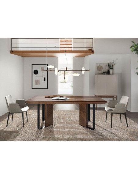 Aparador alto madera beige y nogal