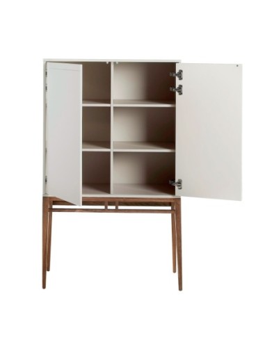 Aparador alto madera beige y nogal