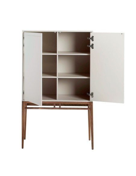 Aparador alto madera beige y nogal