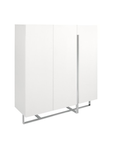 Aparador alto madera blanco y acero cromado