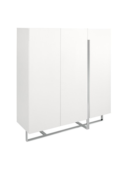 Aparador alto madera blanco y acero cromado