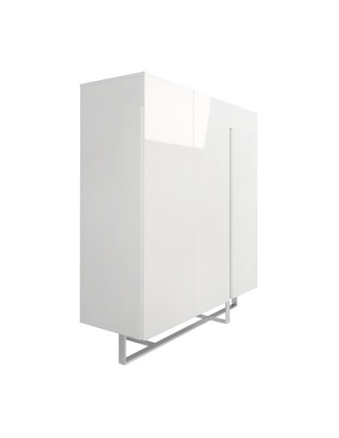 Aparador alto madera blanco y acero cromado