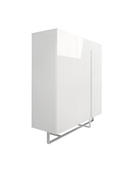 Aparador alto madera blanco y acero cromado