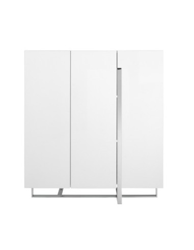 Aparador alto madera blanco y acero cromado