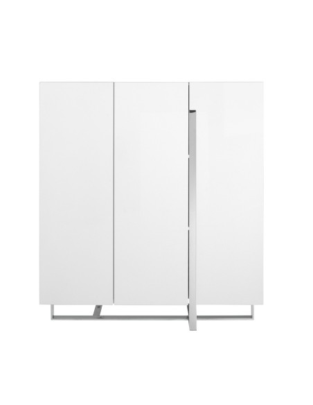 Aparador alto madera blanco y acero cromado