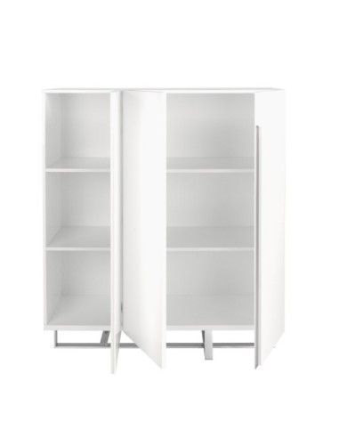 Aparador alto madera blanco y acero cromado