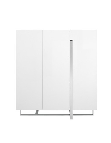 Aparador alto madera blanco y acero cromado