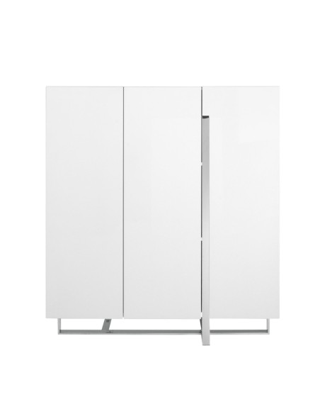 Aparador alto madera blanco y acero cromado